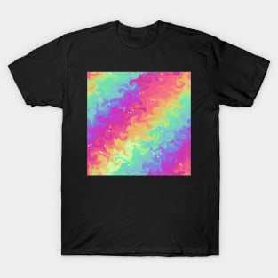 Silly Floating Googly Eyes on Rainbow Swirls T-Shirt